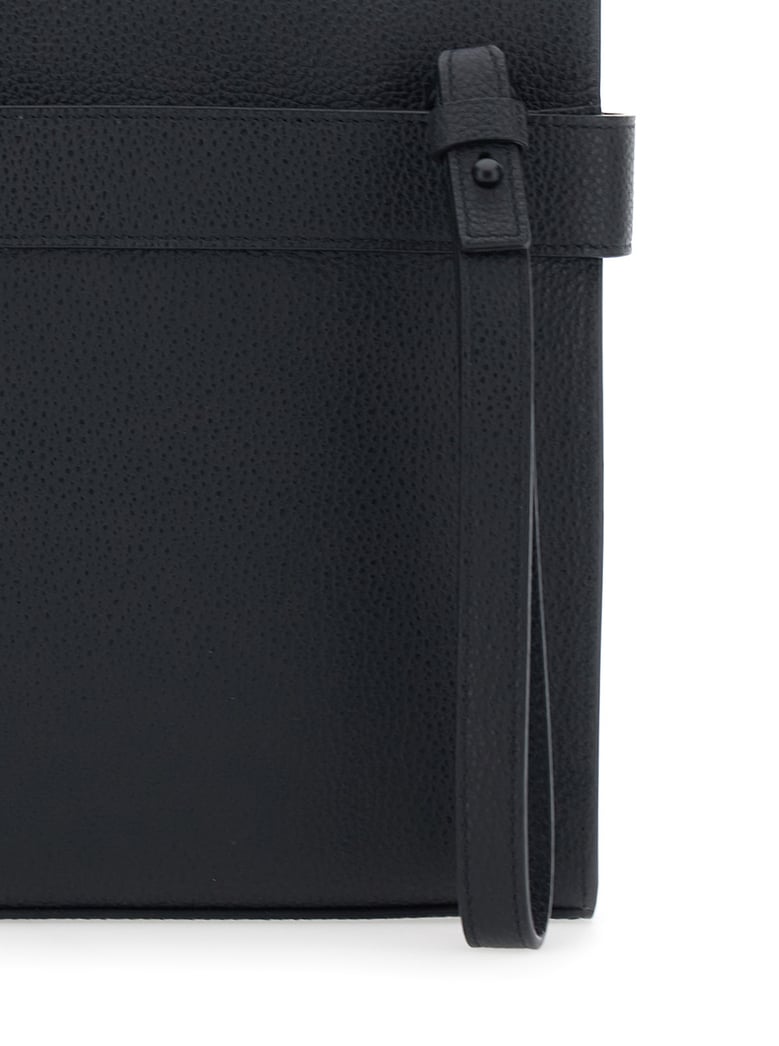 clutch in black leather by Selfnex