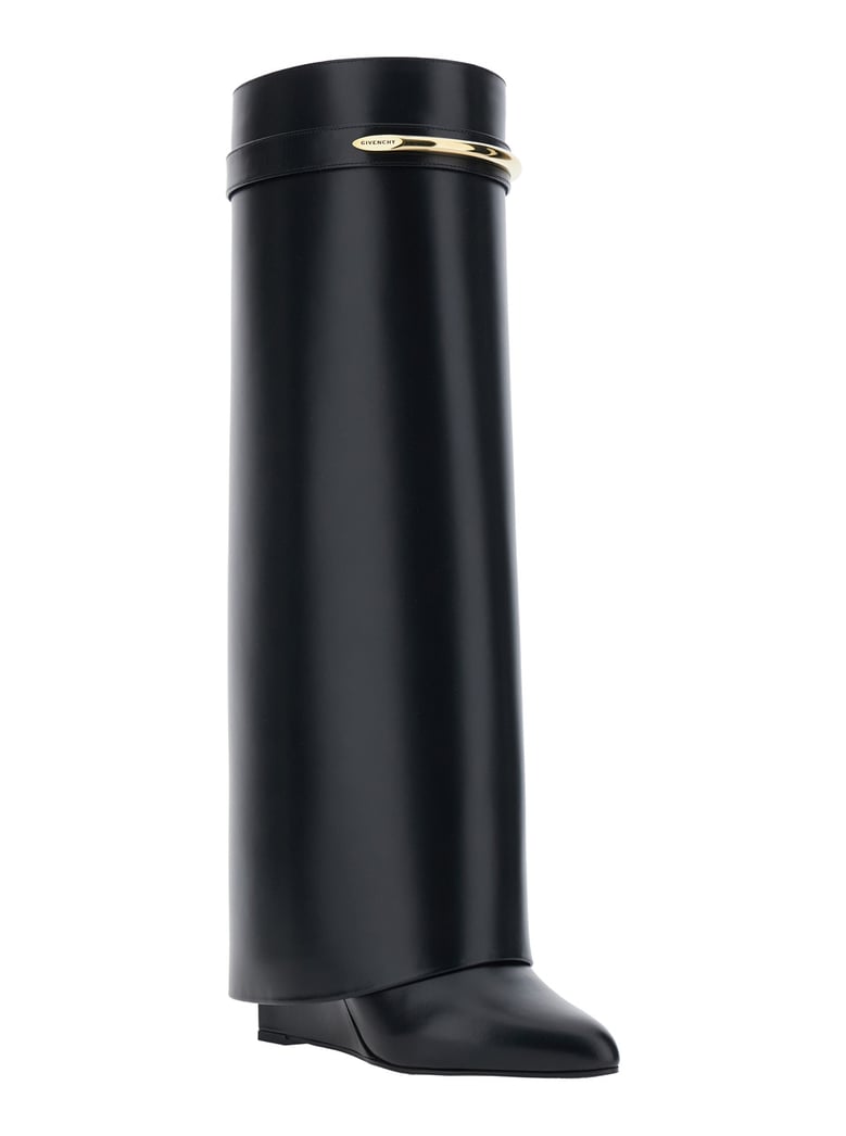 boots 'shark' pointed black leather by Selfnex