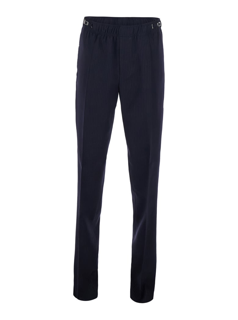 trousers with elasticated waist, blue by Selfnex