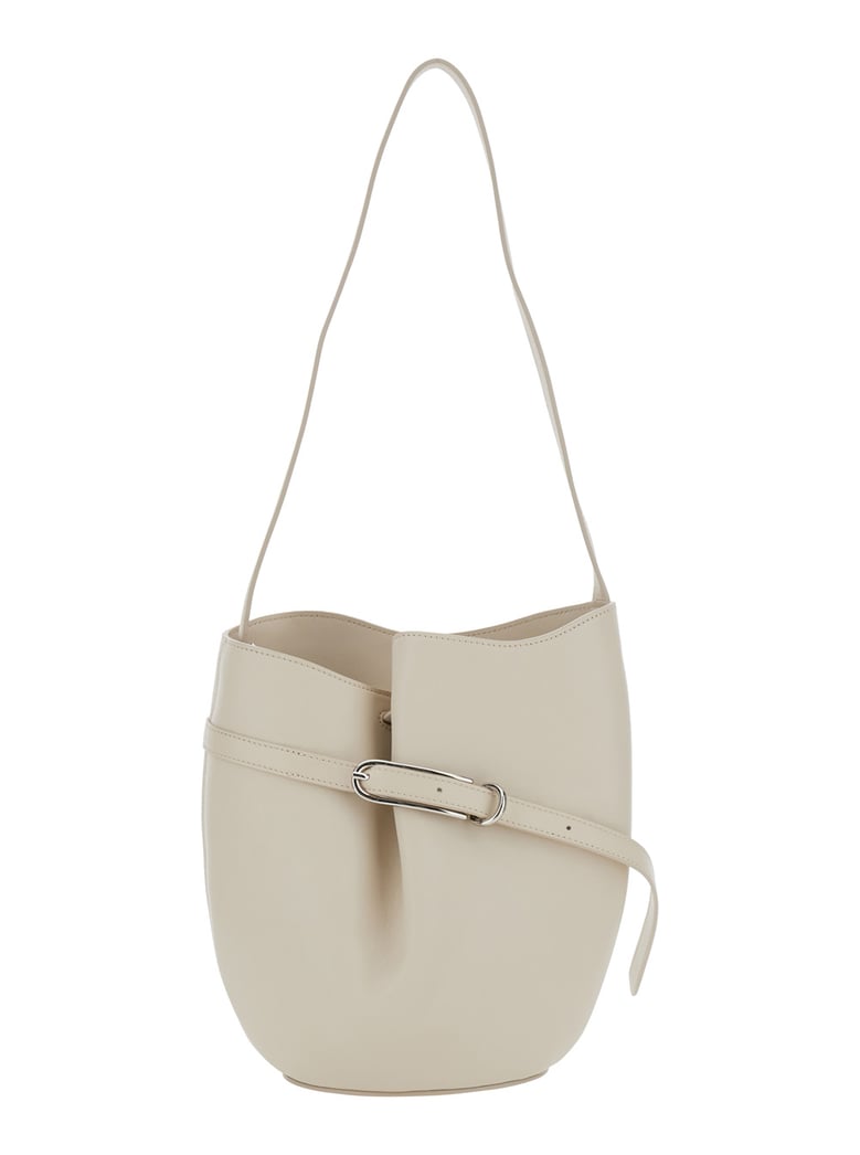 shoulder bag in white leather by Selfnex