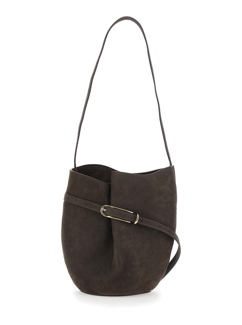 crossbody bag in brown suede by Selfnex