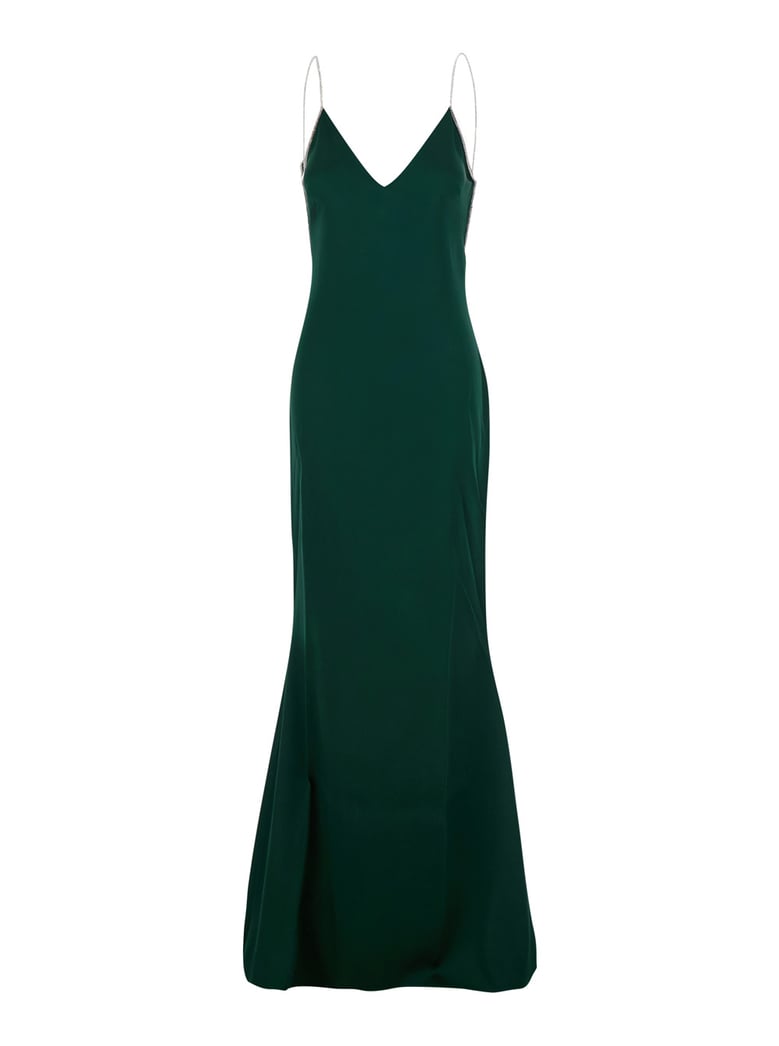 long dress with crystal embroidery green by Selfnex