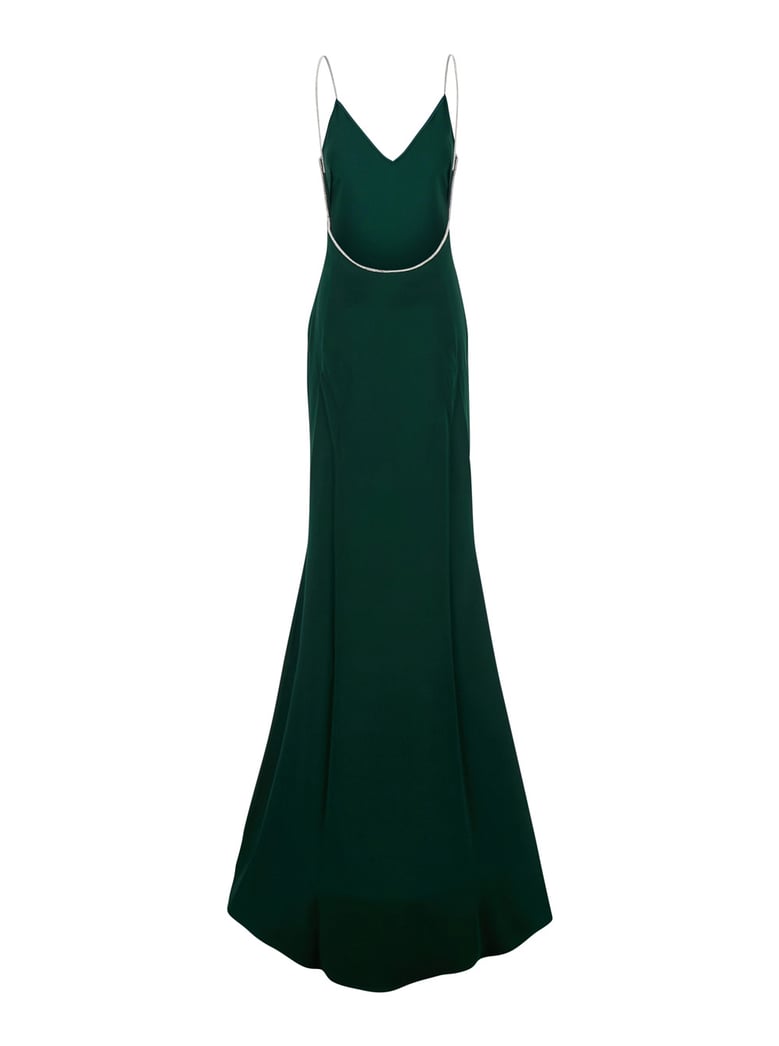long dress with crystal embroidery green by Selfnex