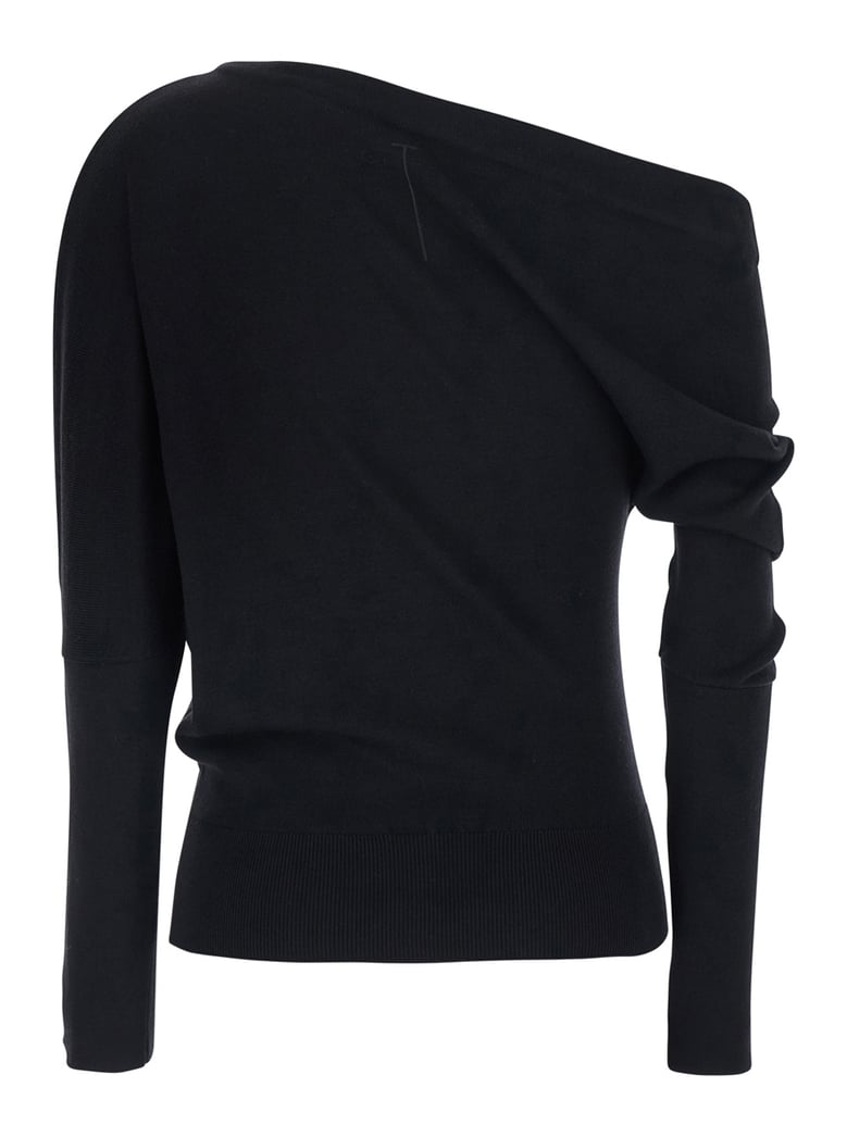 sweater off-shoulder black wool-silk by Selfnex