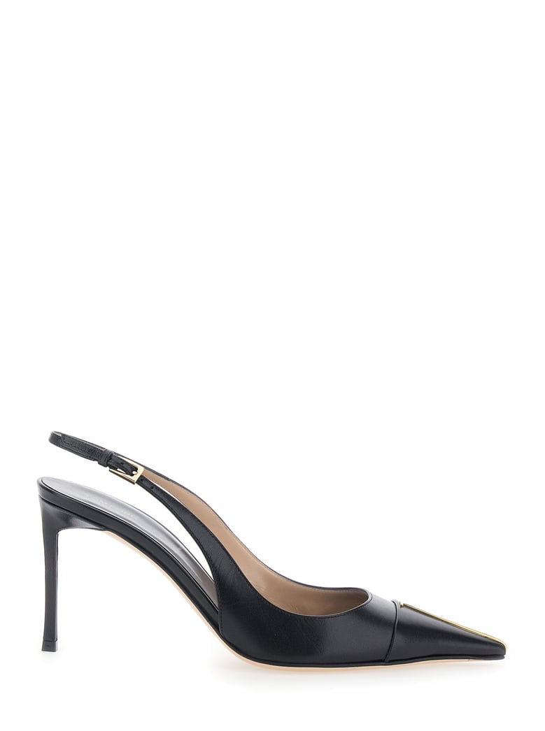 slingback pumps black leather by Selfnex