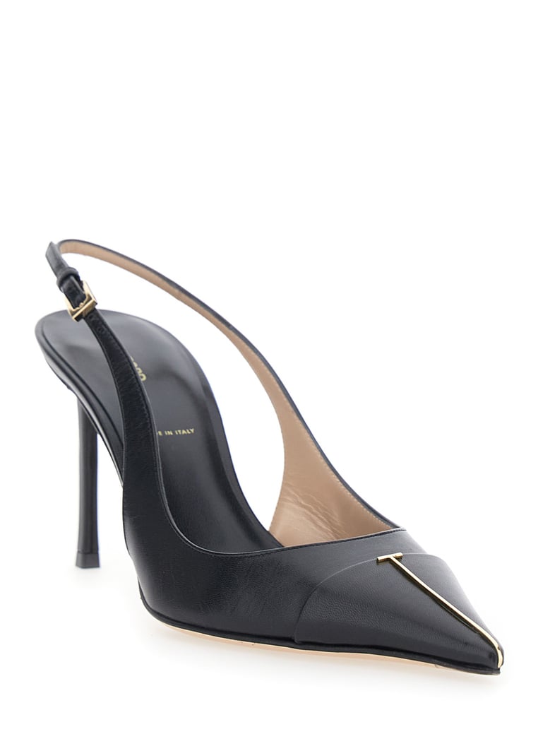 slingback pumps black leather by Selfnex