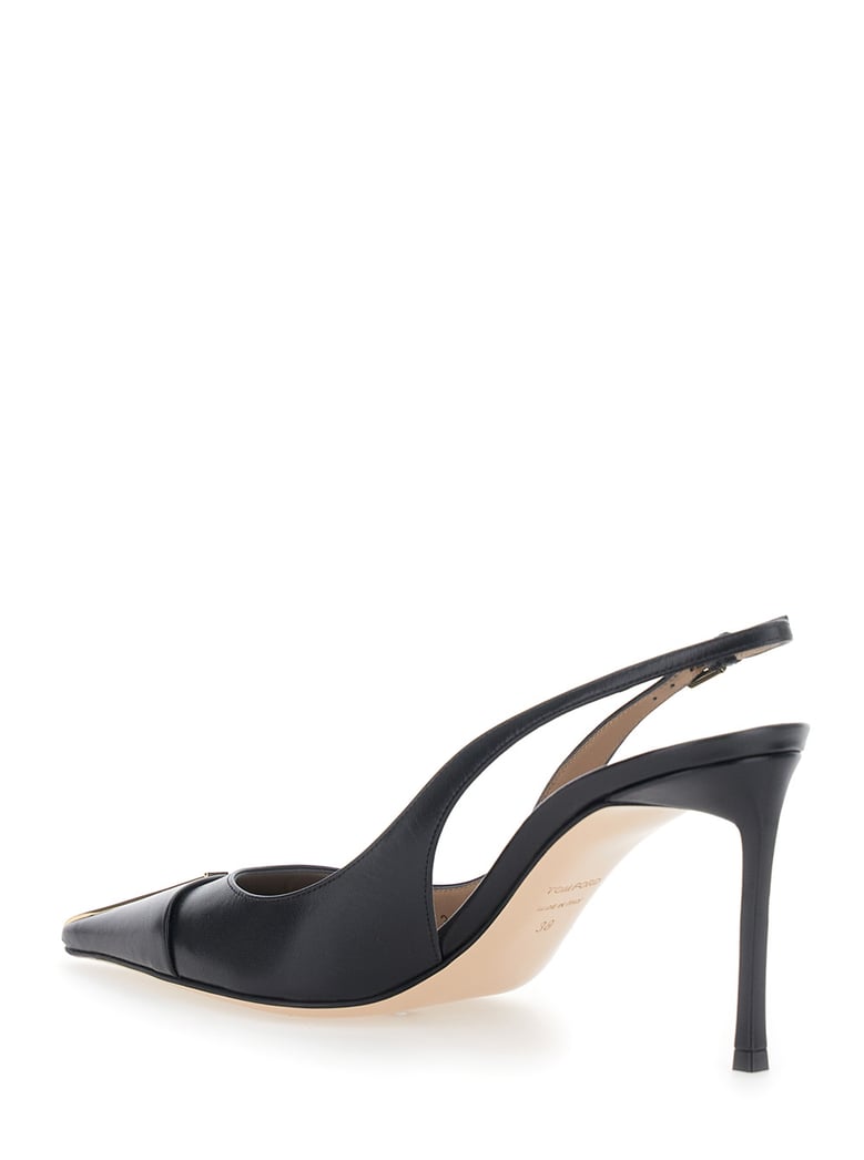 slingback pumps black leather by Selfnex