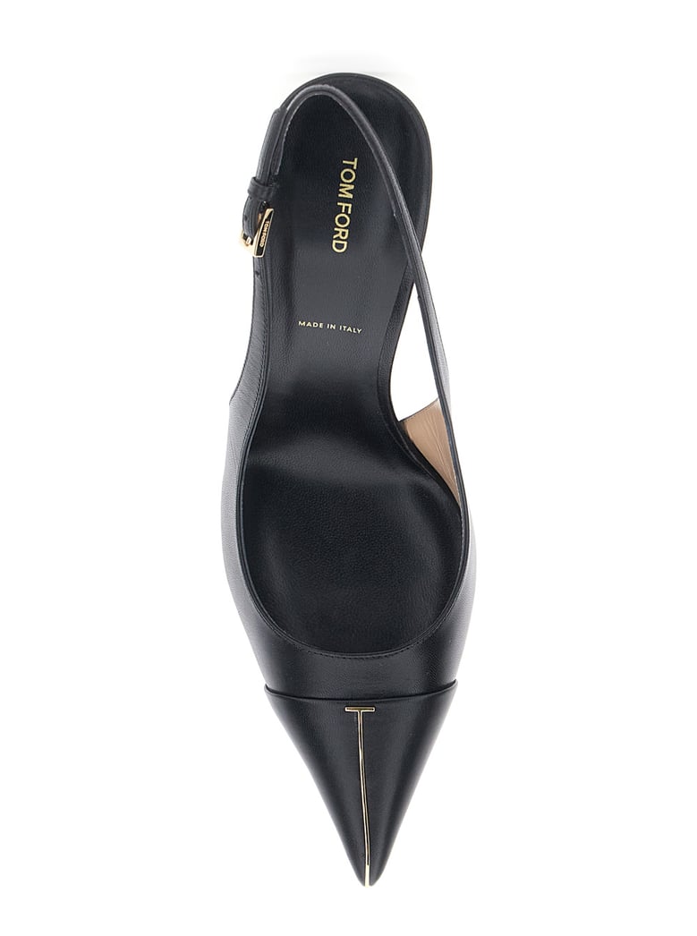 slingback pumps black leather by Selfnex