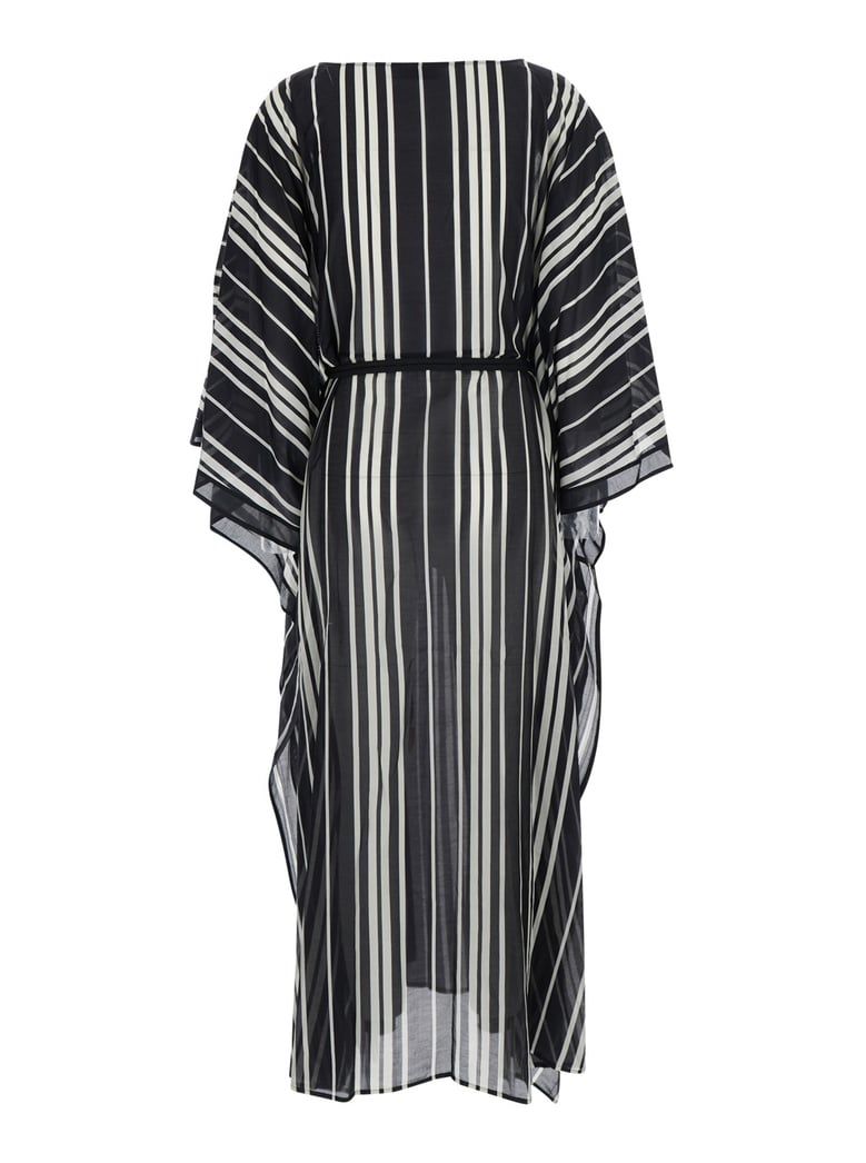 caftan belted silk white/black by Selfnex