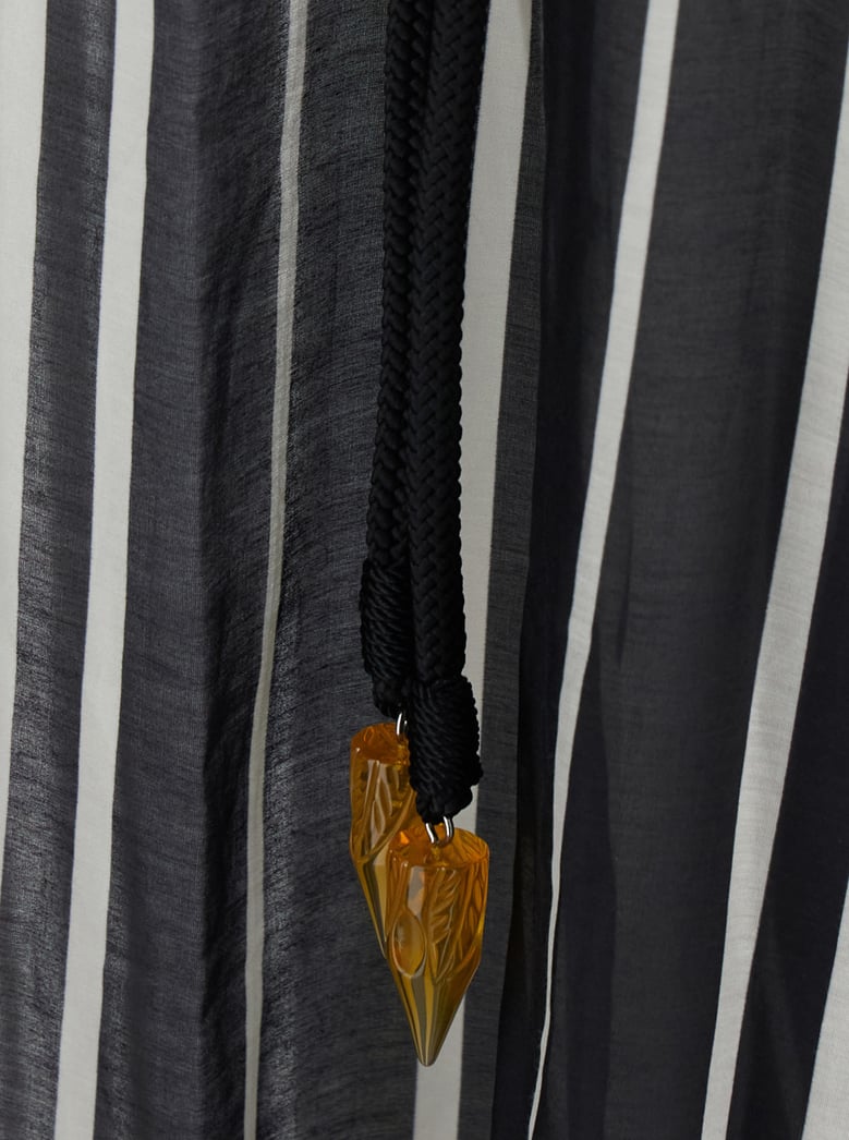 caftan belted silk white/black by Selfnex