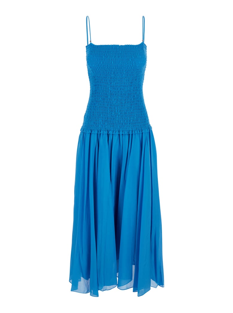 long dress silk-cotton blue by Selfnex