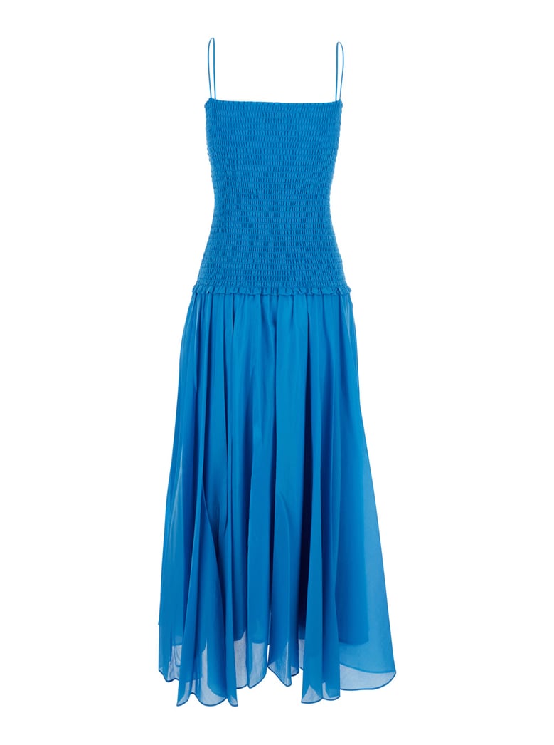 long dress silk-cotton blue by Selfnex