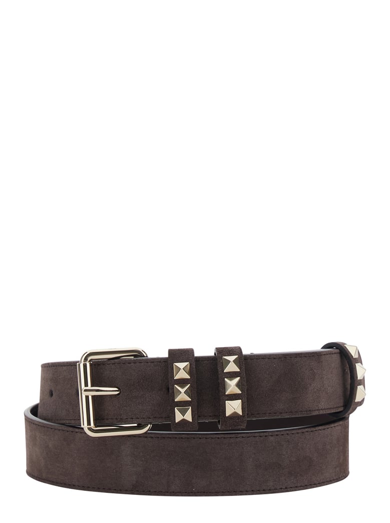 belt rockstud suede brown by Selfnex