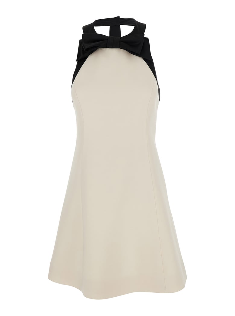 mini sleeveless dress white wool-silk blend by Selfnex