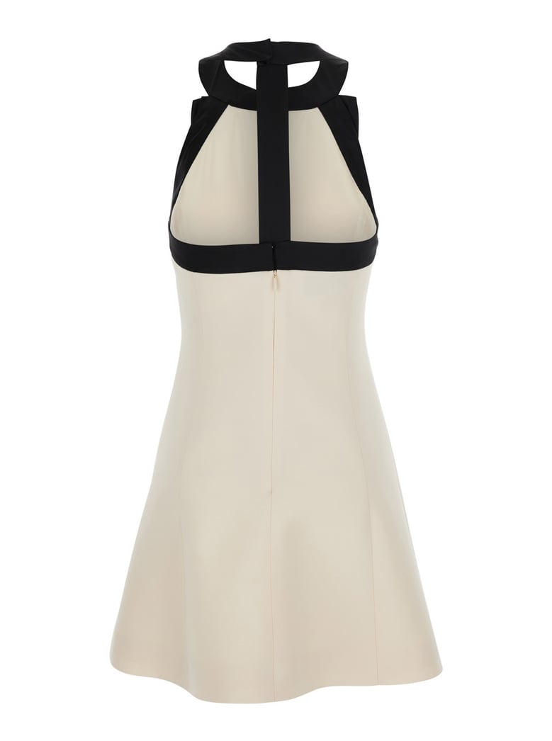mini sleeveless dress white wool-silk blend by Selfnex