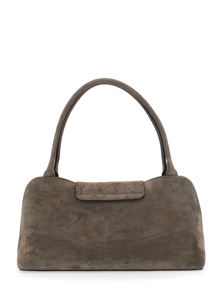 shoulder bag vivian east west brown suede by Selfnex