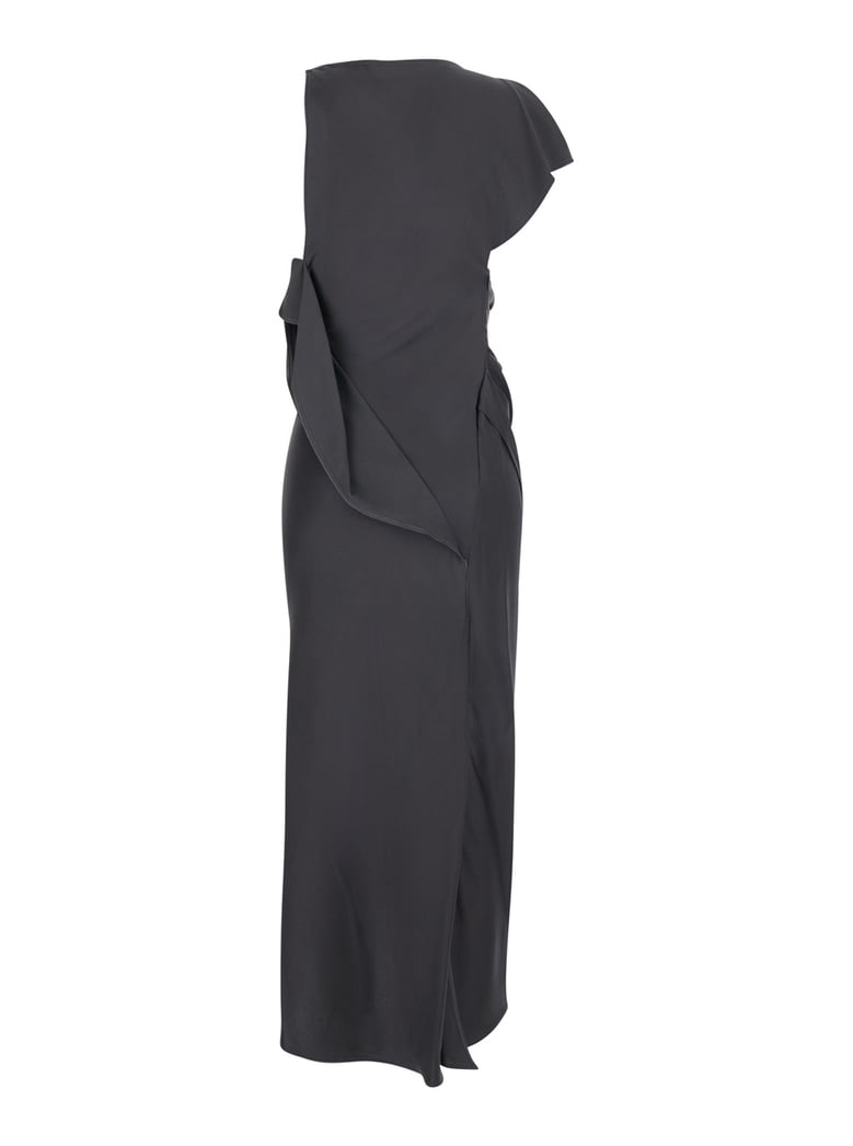 long sleeveless dress in brown by Selfnex