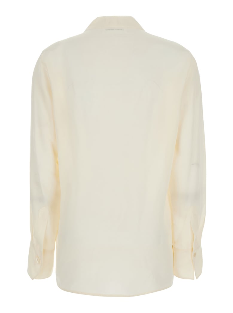 blouse v-neck silk white by Selfnex