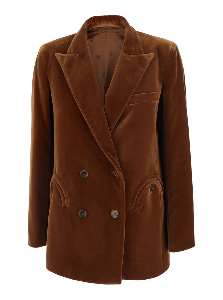 double-breasted velvet jacket jealousy brown by Selfnex