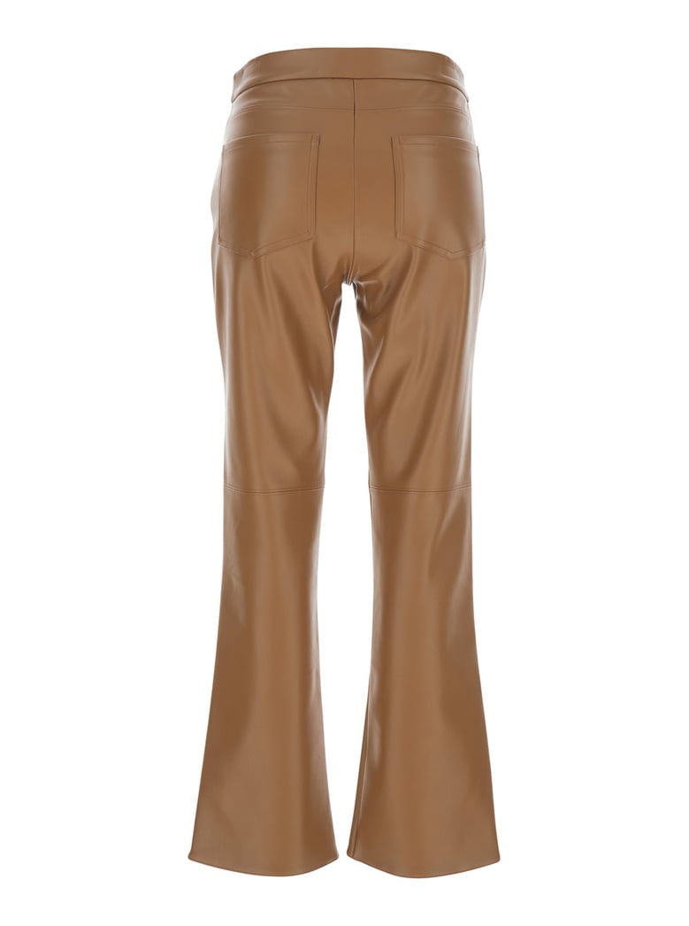 brown flared ecoleather pants by Selfnex