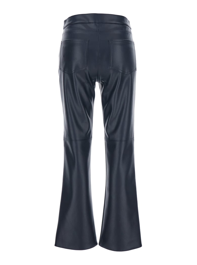 dark blue eco leather flared pants by Selfnex