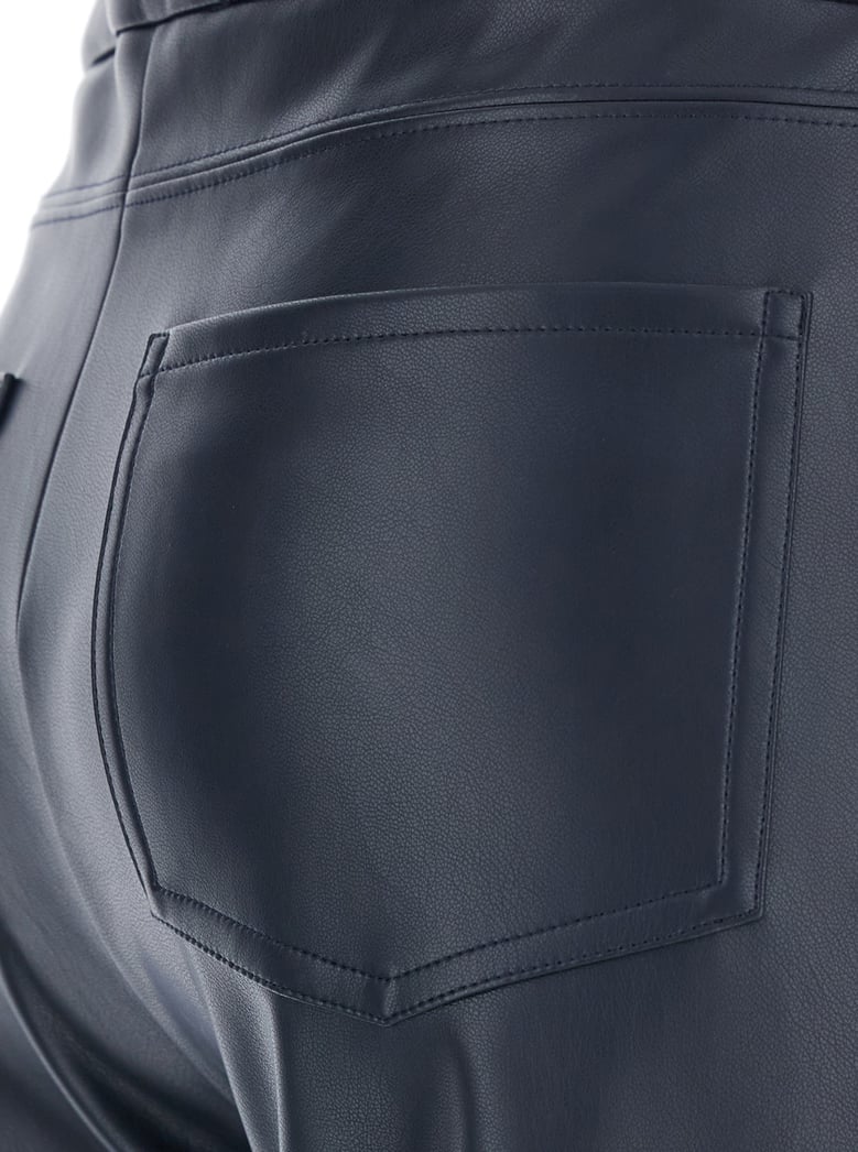 dark blue eco leather flared pants by Selfnex