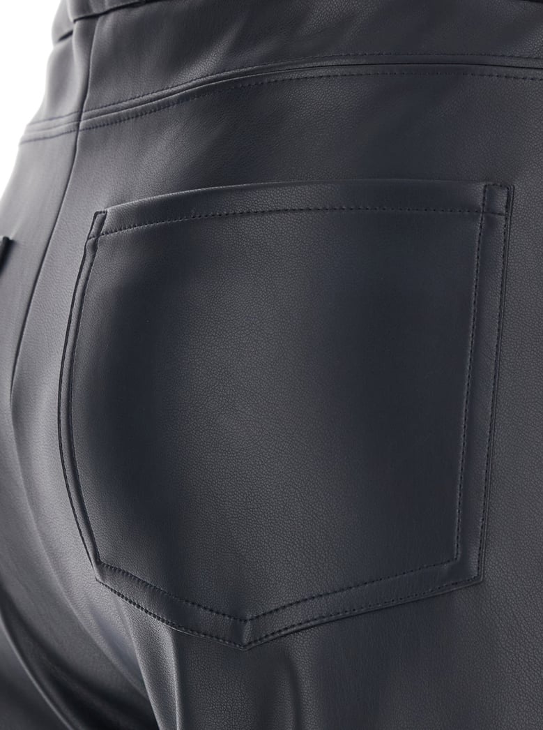 dark blue eco leather flared pants by Selfnex