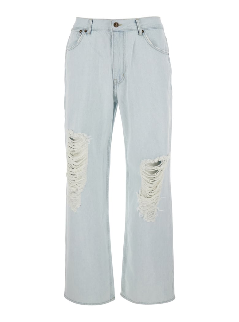 light blue jeans with ripped details by Selfnex