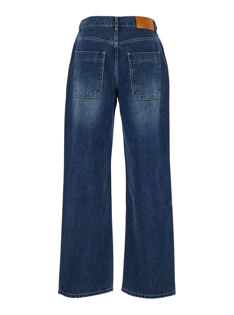 blue jeans with logo patch by Selfnex