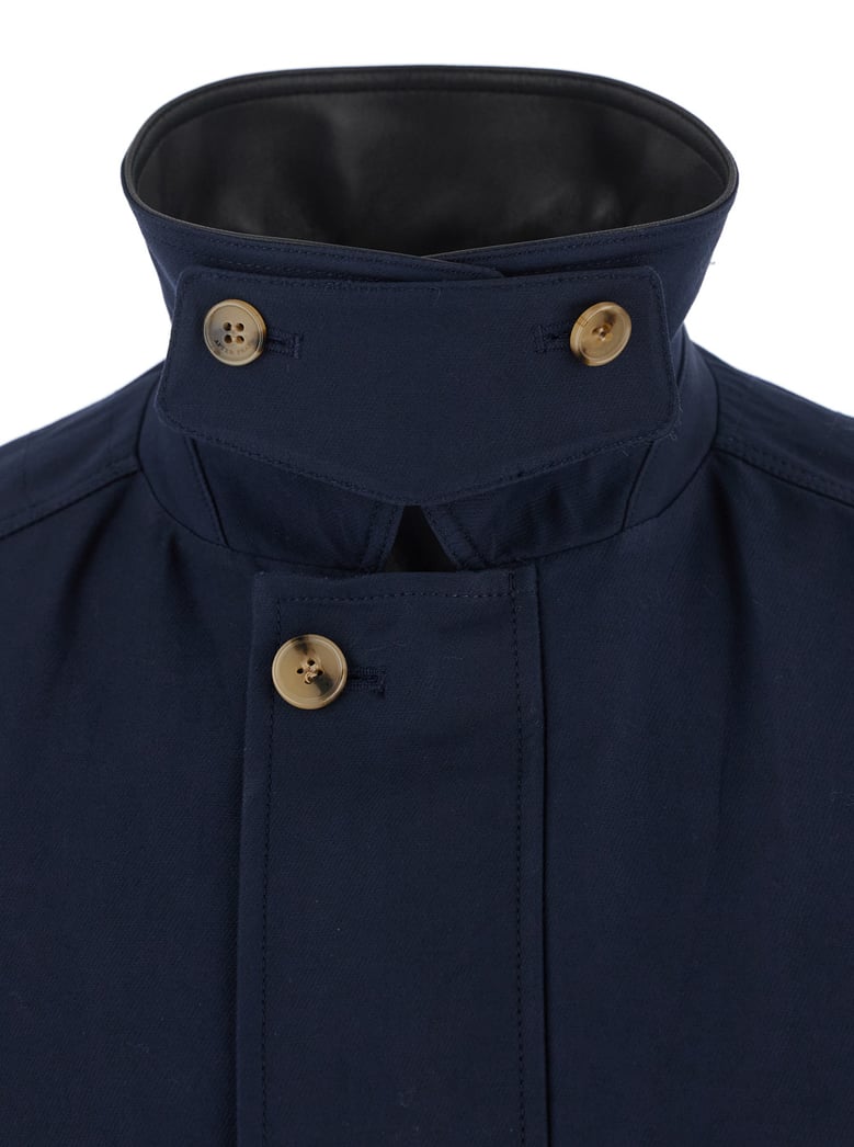 blue jacket with leather collar by Selfnex