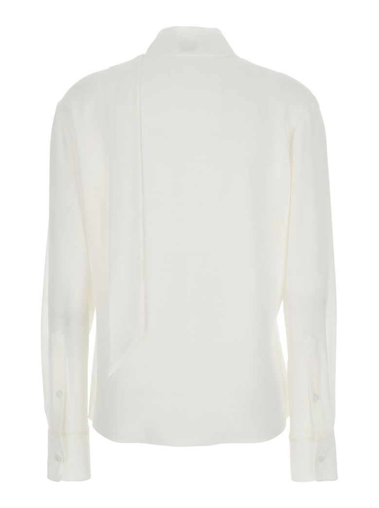 white silk blouse with scarf detail by Selfnex