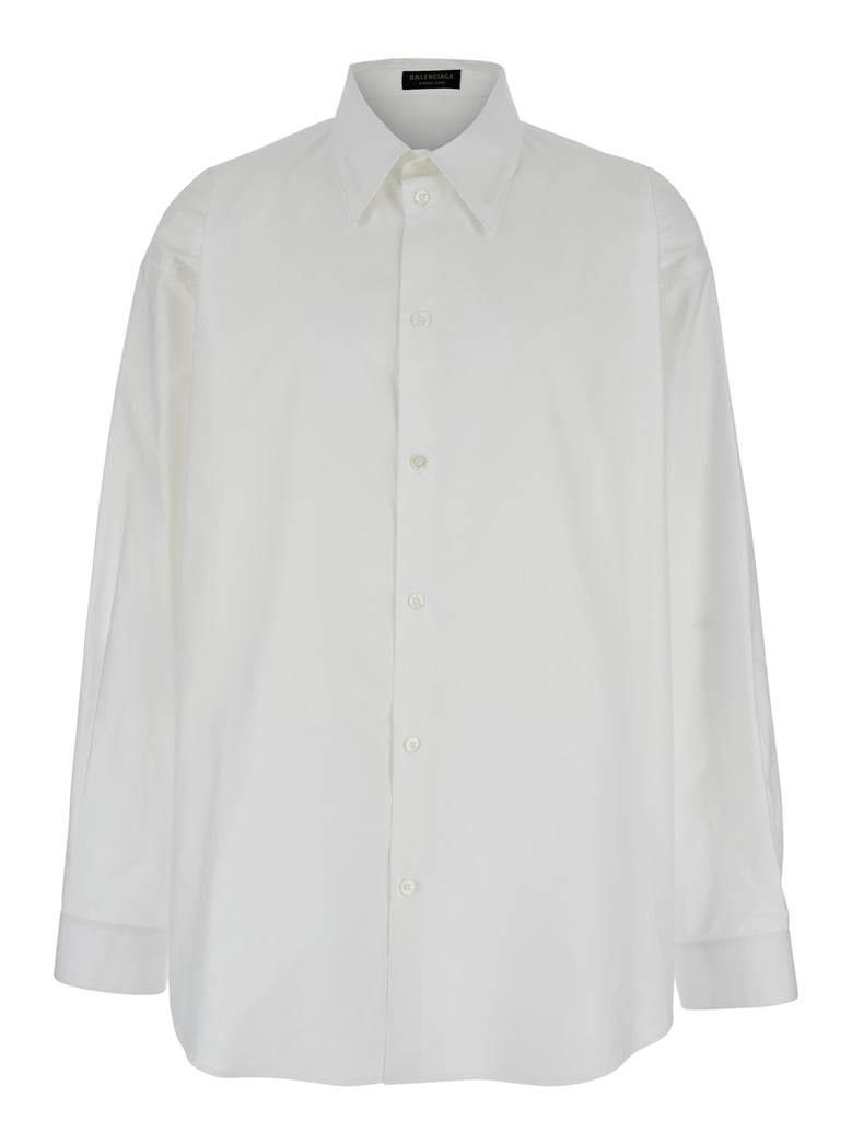 white cotton shirt with pointed collar by Selfnex