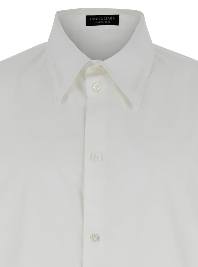white cotton shirt with pointed collar by Selfnex