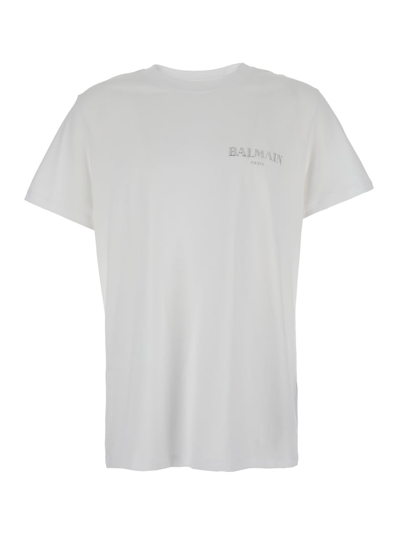 white crewneck t-shirt with logo by Selfnex