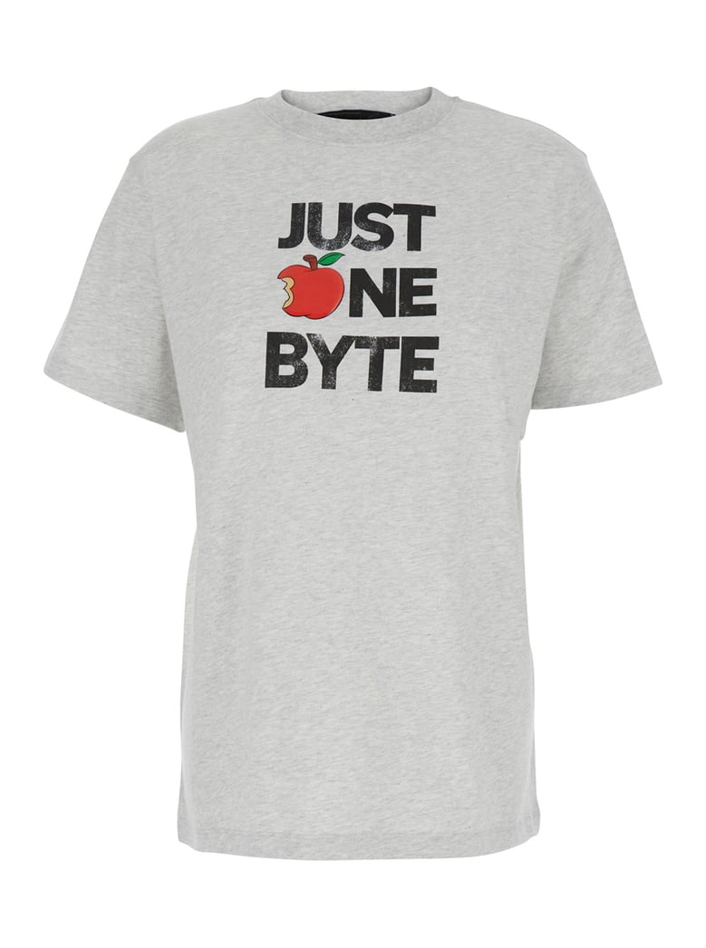 grey crew neck t-shirt with front print by Selfnex