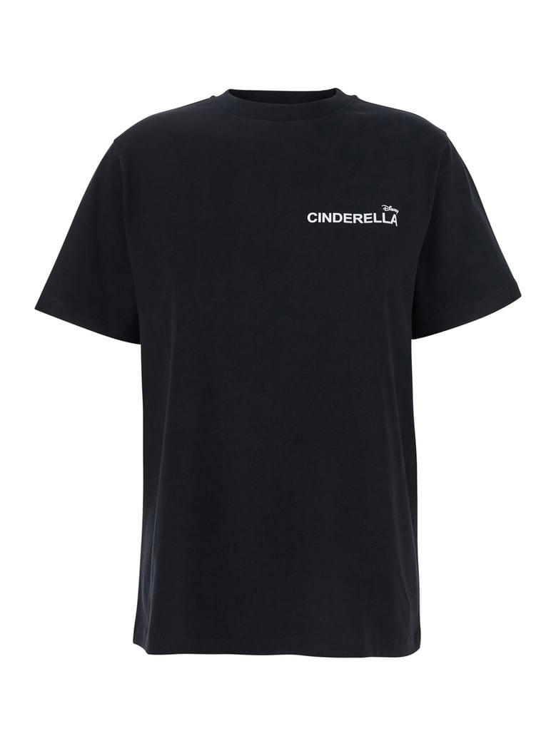 black t-shirt with front logo and back print by Selfnex