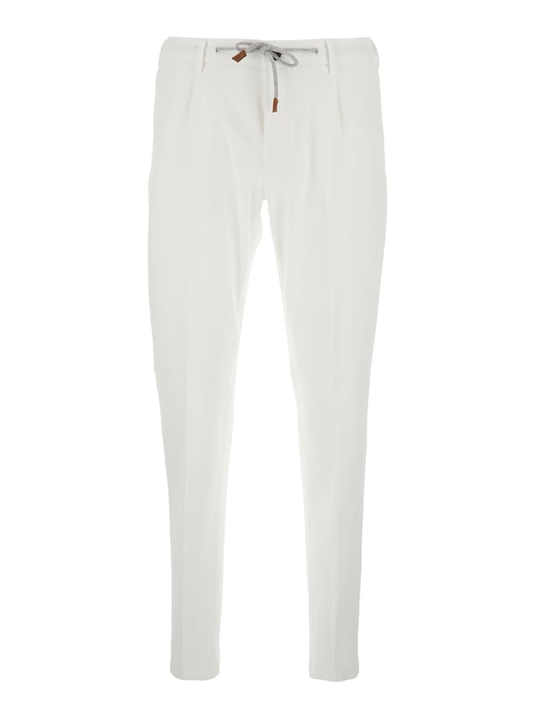 pants white cotton-blend stretch by Selfnex