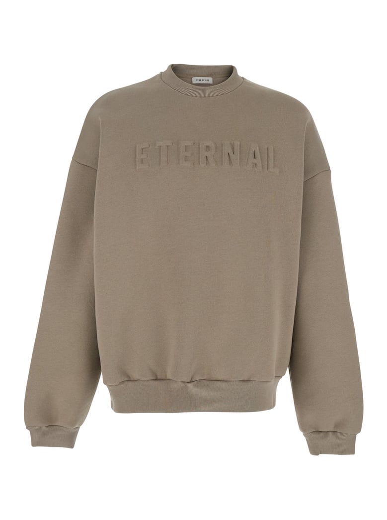 beige crewneck t-shirt with dropped shoulders by Selfnex