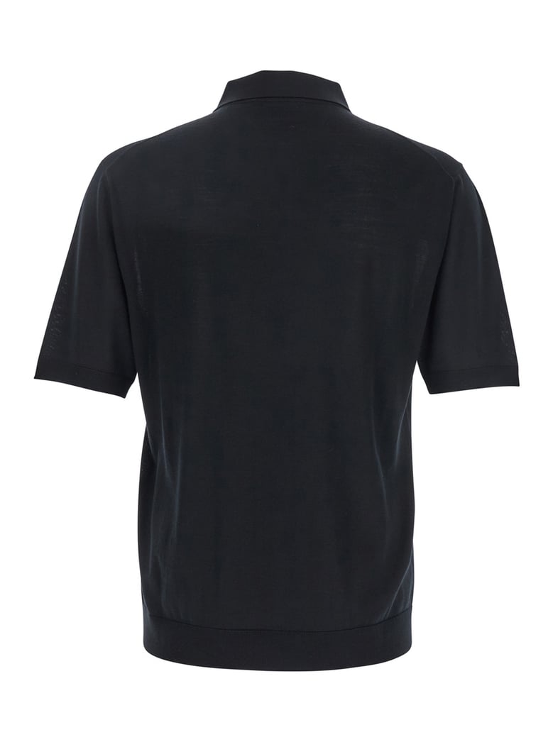 black polo shirt with chest pocket by Selfnex