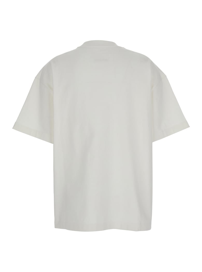 white crewneck t-shirt with logo print by Selfnex