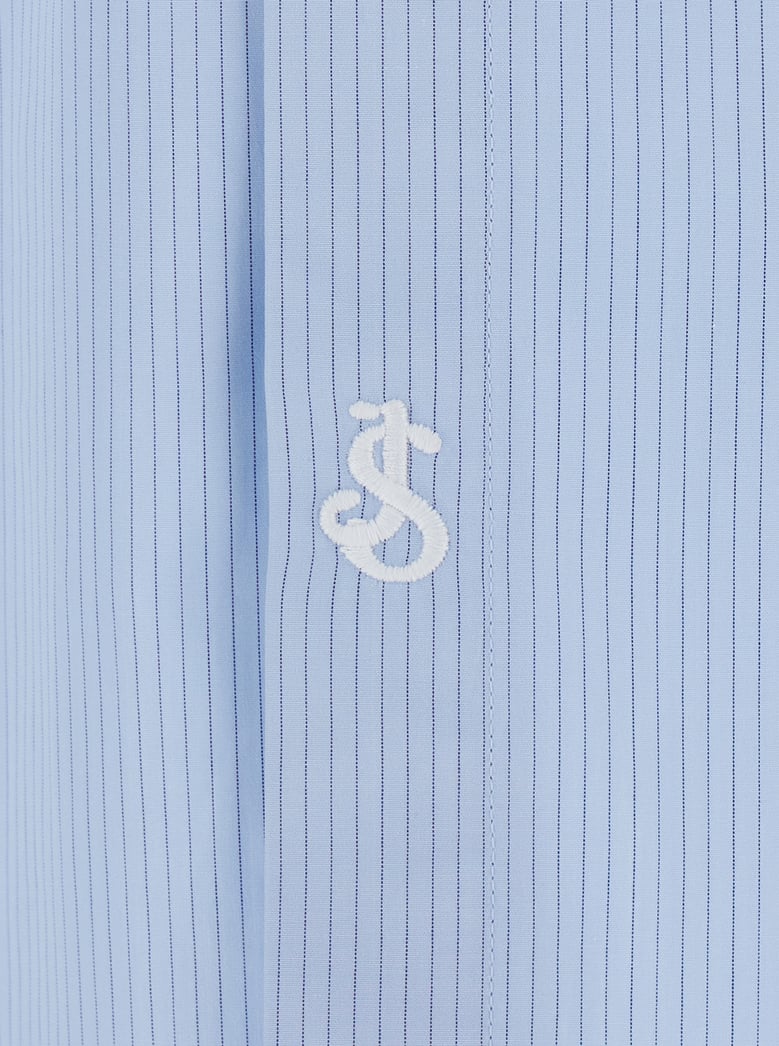 light blue pinstriped shirt with pointed collar by Selfnex