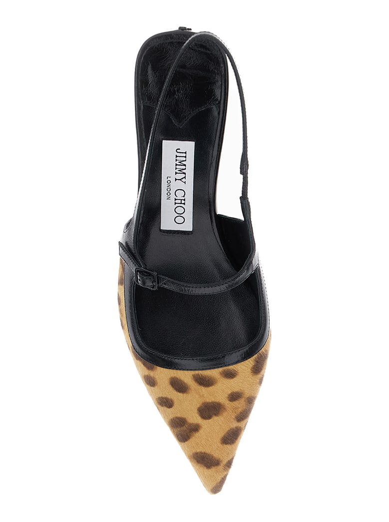 brown slingback pumps with leopard motif by Selfnex