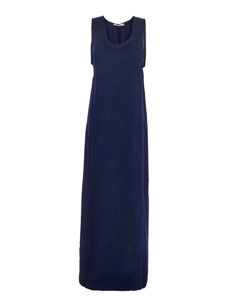 blue long dress with u-neck by Selfnex