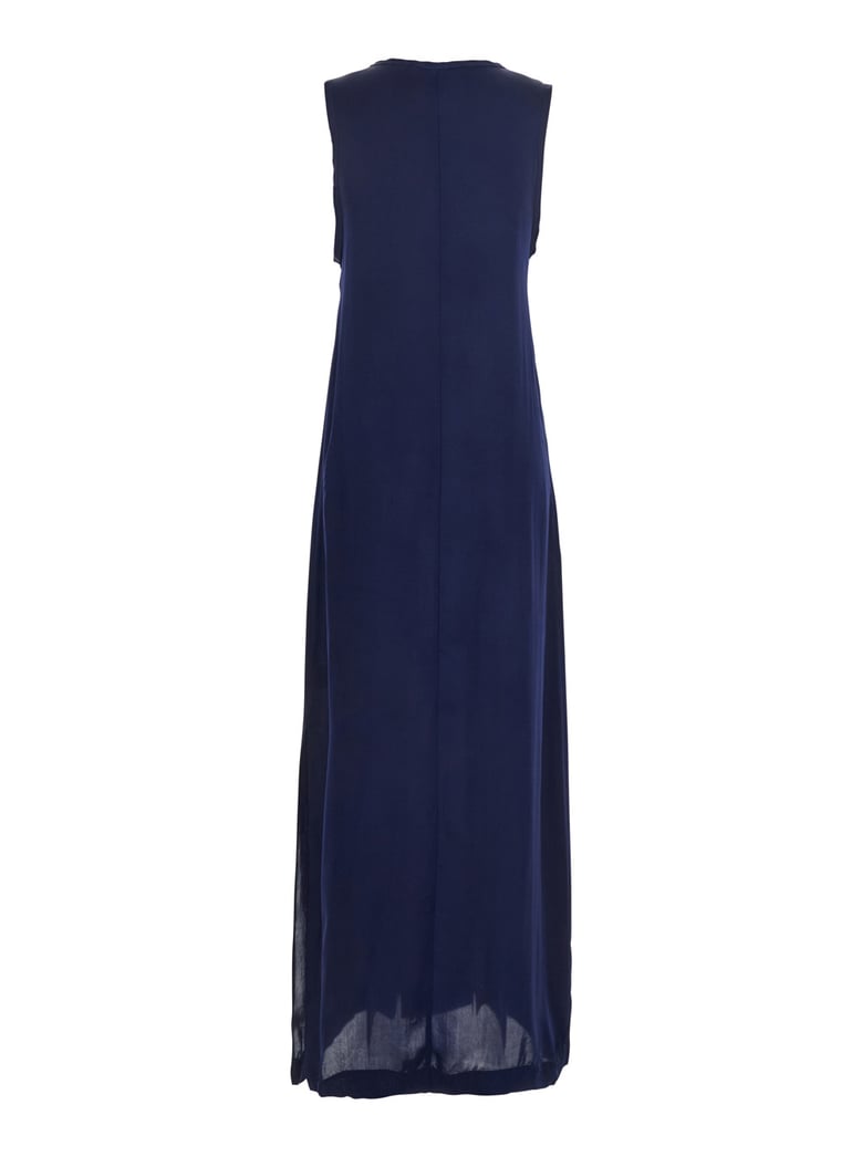 blue long dress with u-neck by Selfnex