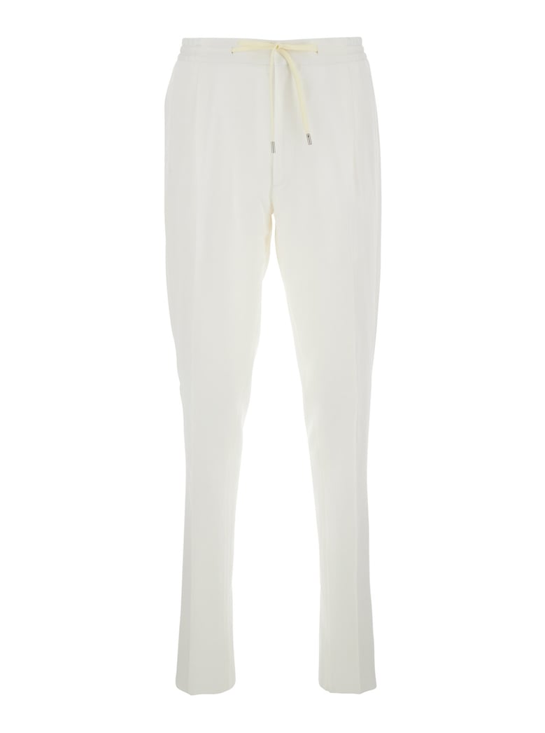 white cotton pants with drawstring by Selfnex