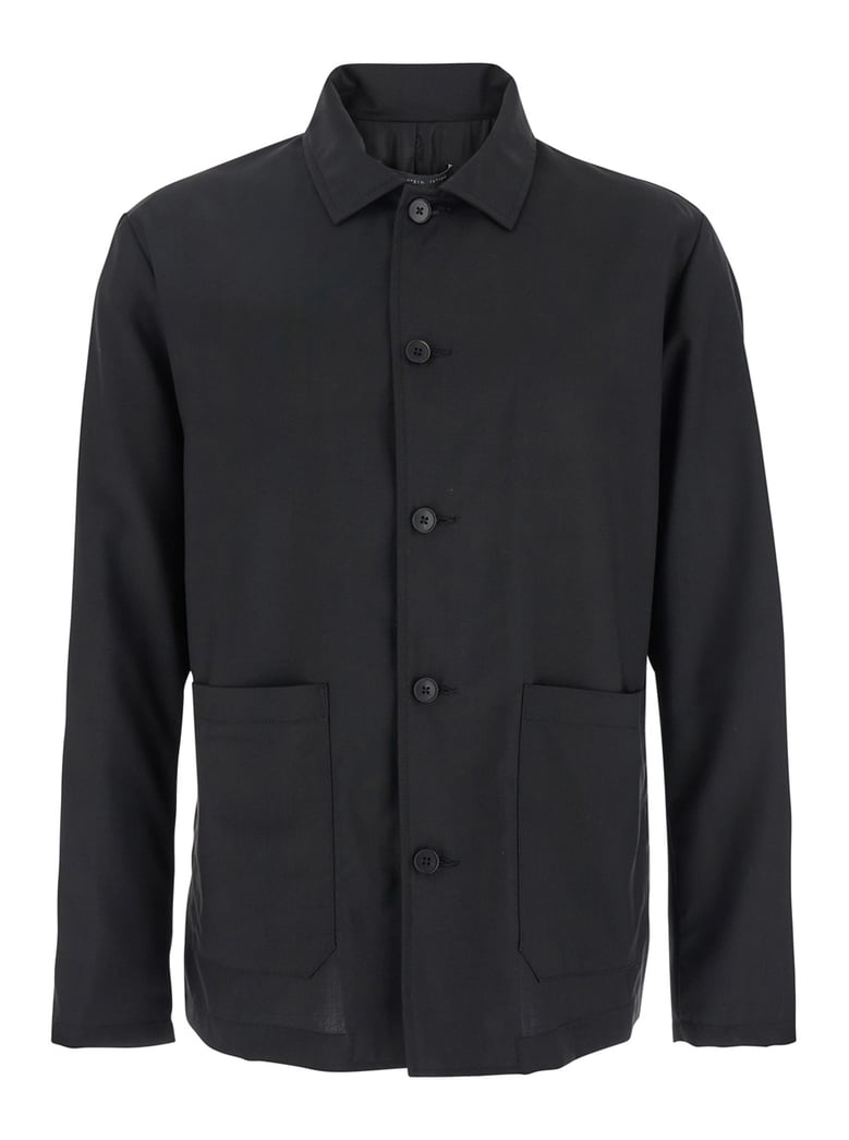 black wool jacket with classic collar by Selfnex