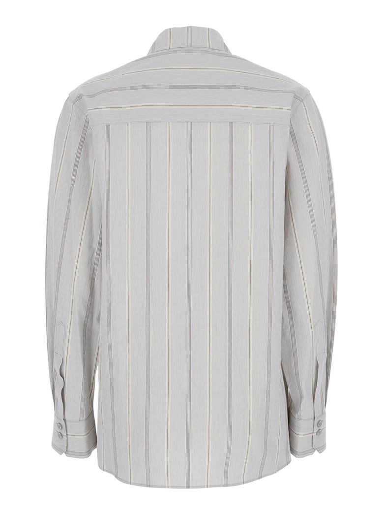 shirt in light blue cotton with striped motif by Selfnex