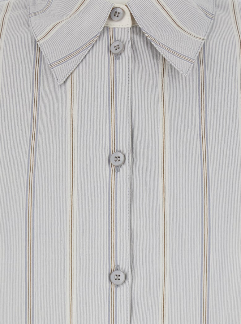 shirt in light blue cotton with striped motif by Selfnex
