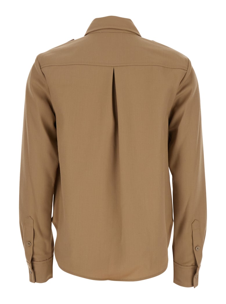 beige shirt with patch pockets by Selfnex