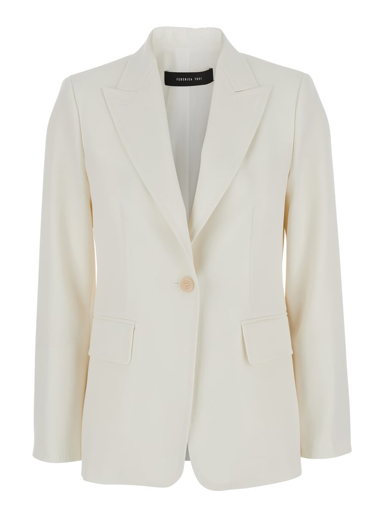 'palchi' white jacket with classic lapels by Selfnex